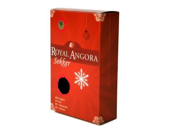 Royal Angora Sokk Blå Str. 31-34 Juleforpakning