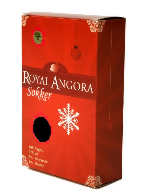 Royal Angora Sokk Blå Str. 31-34 Juleforpakning 