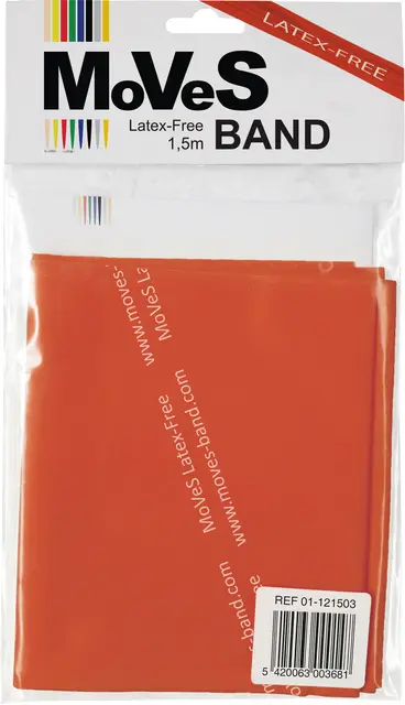 MoVeS Lateksfri Træningselastik 1,5 m Rød/Medium 
